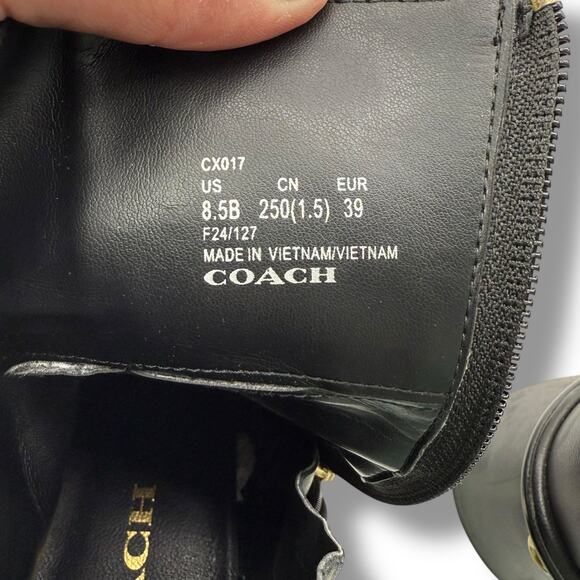 Coach Gigi Leather Booties Size 8.5 Block Heel Ankle Square Toe Boots - Picture 11 of 12